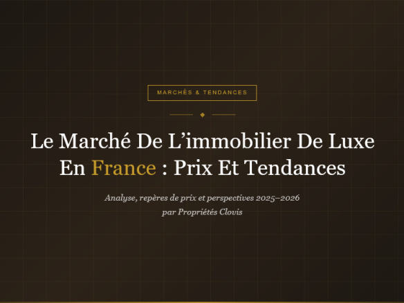 Prix, tendances et perspectives du marché de l'immobilier de prestige en France : analyse de Propriétés Clovis, agence spécialisée en biens de caractère.