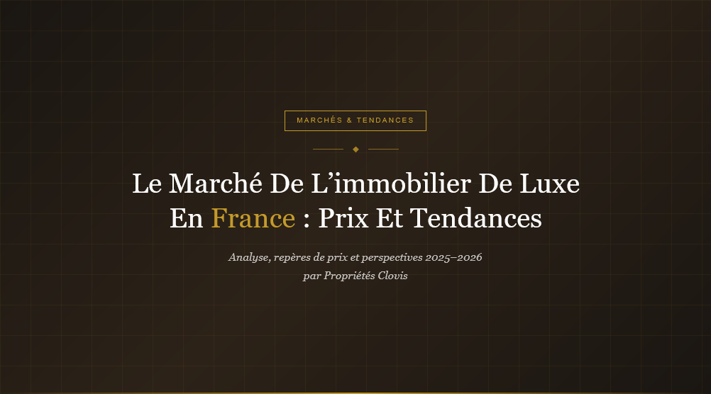 Prix, tendances et perspectives du marché de l'immobilier de prestige en France : analyse de Propriétés Clovis, agence spécialisée en biens de caractère.