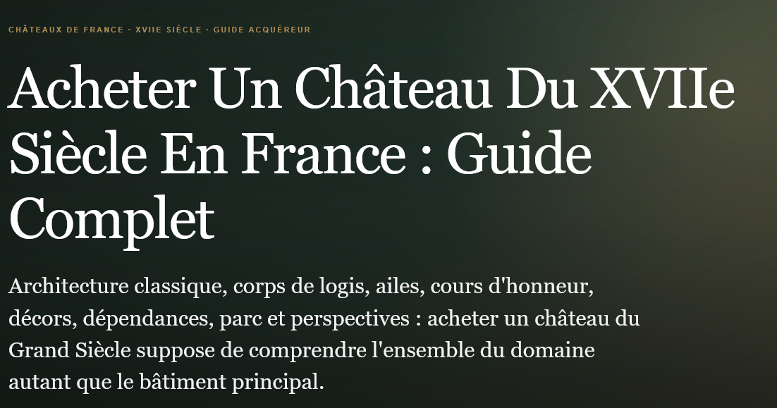 Acheter un château du xviie siècle en france  architecture état travaux parc patrimoine budget et vérifications essentielles avant lacquisition Propriétés clovis