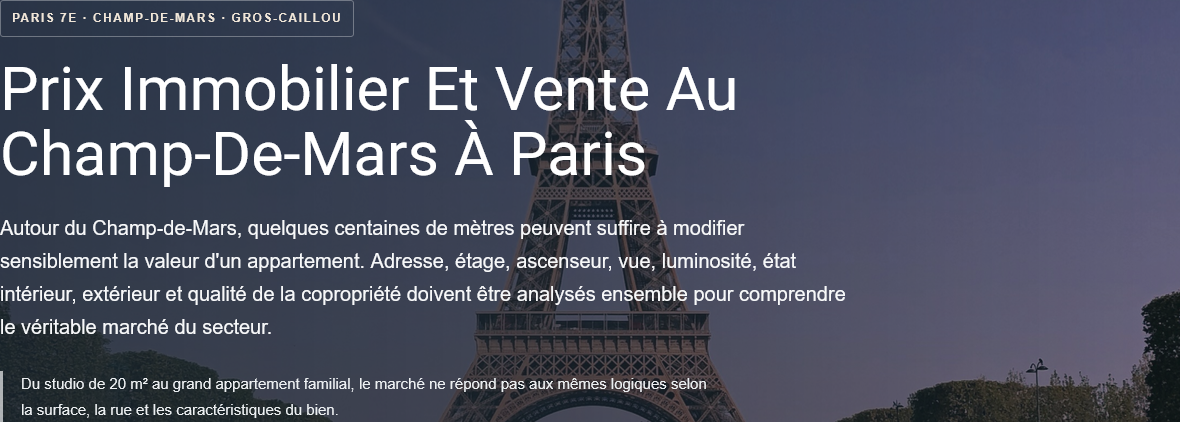 Prix immobilier au Champ-de-Mars : prix au m², rues recherchées et critères pour estimer, acheter ou vendre un appartement dans ce secteur.