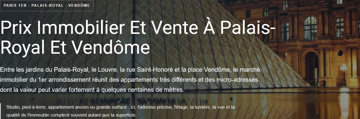 Prix immobilier à Palais-Royal et Vendôme : prix au m², rues recherchées, appartements, estimation et conseils pour vendre dans ce secteur.